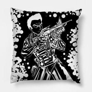 the dark soldier in black operatives in military action Pillow