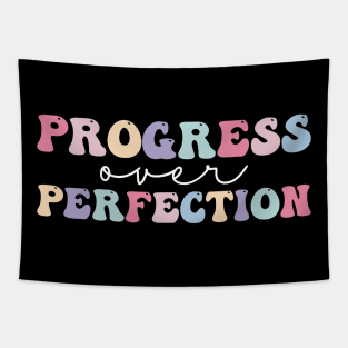 Progress Over Perfection Retro Motivational Tapestry