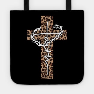 Faith Leopard Cross Christian Funny Gift Tote