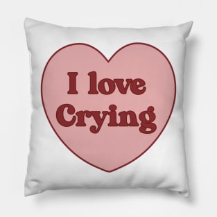 I love crying heart aesthetic dollette coquette pink red Pillow