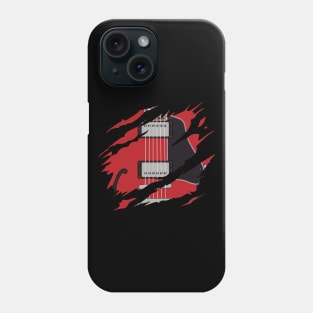 Ripped Electric Guitar Semi-Hollow Cherry Red Color Phone Case