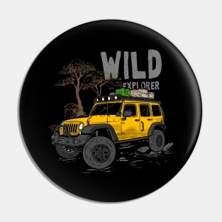 Wild Explorer Jeep - Adventure Yellow Jeep Wild Explore for Outdoor enthusiasts Pin