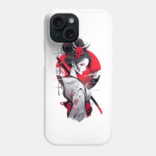 Beautiful Japanese girl with horns Phone Case