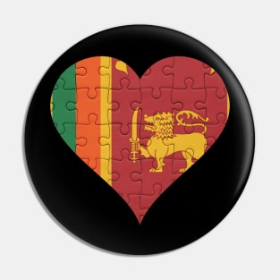 Sri Lankan Jigsaw Puzzle Heart Design - Gift for Sri Lankan With Sri Lanka Roots Pin