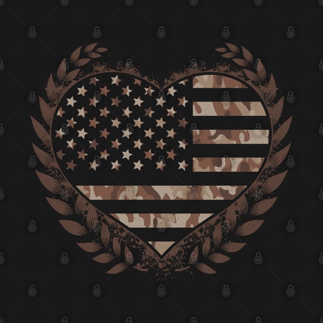 Camo Flag Hearth Desert Veteran US Design by Dojaja