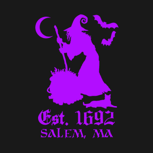 Salem Massachusetts Est. 1692 - Halloween Witch (PURPLE) T-Shirt