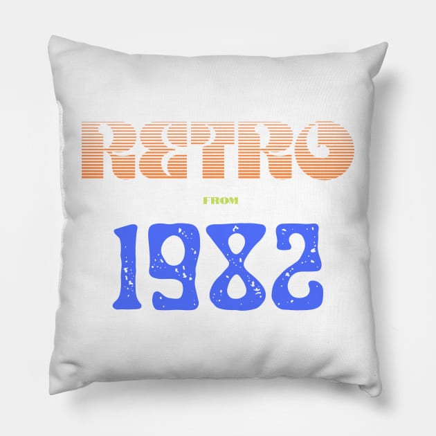 Retro Birthyear T-Shirt 1982 Pillow by FNRY