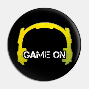 Headphones - Gamer - Graphic Gaming - Video Game Lover - Gold Yellow Pin