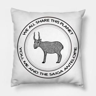 Saiga Antelope - We All Share This Planet - animal design - on white Pillow