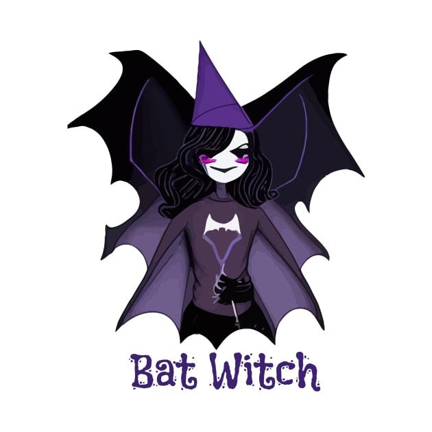 Halloween Bat Witch with Text by MindGlowArt