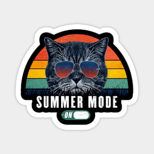 Summer mode on Retro Funny cat 80s Chill mode Gift for Cat Lover Magnet