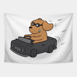 dog driving a car Tapestry