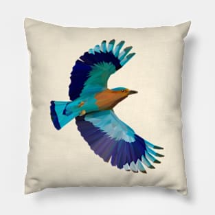 Indian Roller Bird Lowpoly Art Pillow