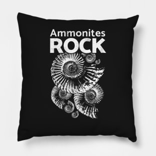 Ammonite t-shirt, fun paleontologist t-shirt saying Ammonites rock Pillow