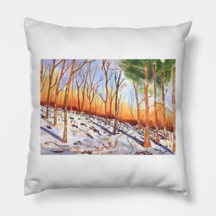 The Snowy Woodland Pillow