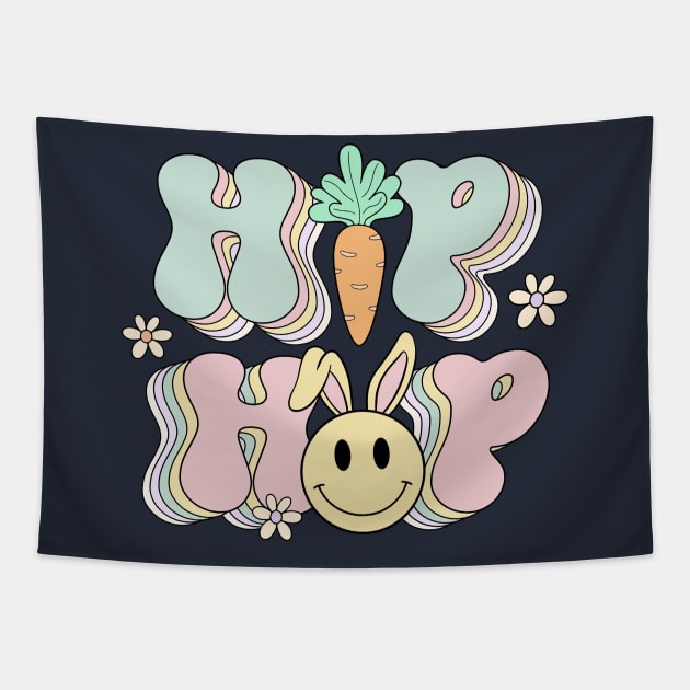 Hip Hop Groovy Easter 2024 Bunny Ears Retro Vintage Tapestry by JDVNart