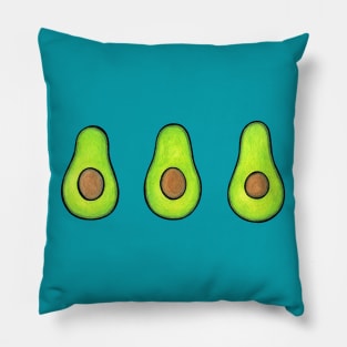 Avocado Energies - fun vegan design on blue Pillow