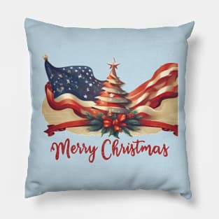 Usa flag merry christmas, funny most likely, family Pillow