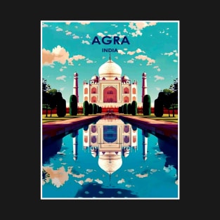 Agra India Vintage Taj Mahal Travel and Tourism Advertising Print T-Shirt