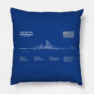 USS Missouri bb-63. World War II Battleship - ADpng Pillow