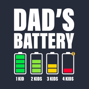 Funny Dad of 4 kids Low Battery Father’s Day T-Shirt