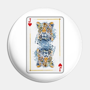 Leopard Head Jack Of Hearts Playing Card Pin