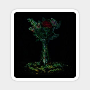 Black Panther Art - Flower Bouquet with Glowing Edges 7 Magnet