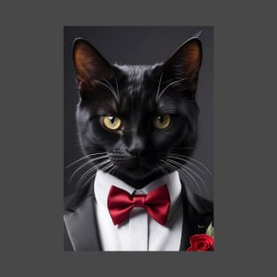 Valentine cat in tuxedo AI generated T-Shirt