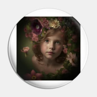 A Young Girl Wearing a Garland of Flowers Pin