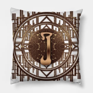 monogram j letter vintage art deco alphabet sticker gifts initials Pillow