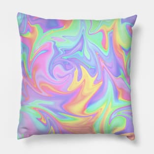 Marbled Pastel Rainbow Abstract Design Pillow