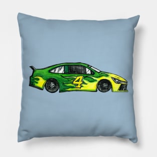 Green Racecar #4 Pillow