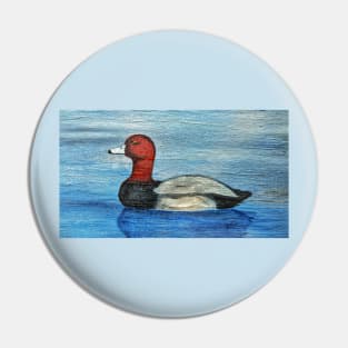 Redhead Duck on the Lake Pin