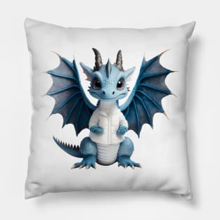 Cute Blue Ice Baby Dragon Pillow