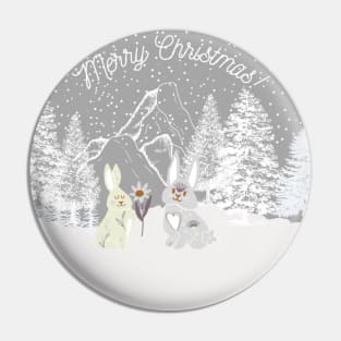 Bunnies in the snow Pin