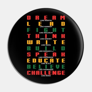 Black History, Dream Like Martin, Fight like Malcolm, Black Lives matter Pin