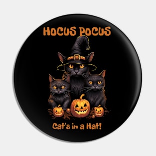 Hocus Pocus My Black Cat's in a Halloween Hat Pin