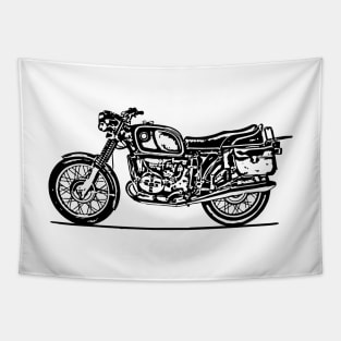 R75 Bike With Leather Pack Sketch Art Tapestry