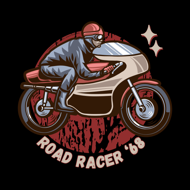 Road Racer '68 Cafe Racer Retro Motorcycle by Timeless Chaos