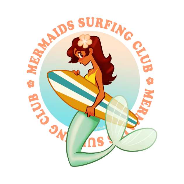 surfing mermaid by melivillosa