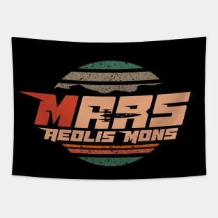 Mars Mount sharp Aeolis Mons logo badge blue sunset Tapestry