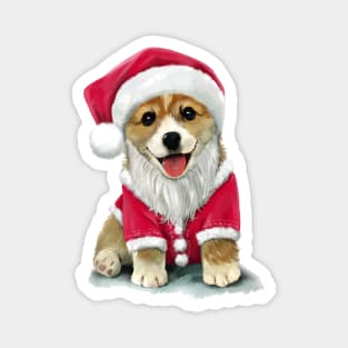 Puppy dog in Santa Claus costume Magnet