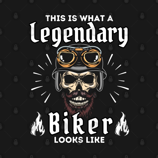 Skull Legendary Biker Motorcycle Mania by ProLakeDesigns