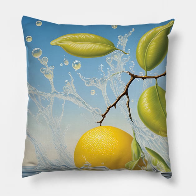 lemon surrealist painting Pillow by blue-koala