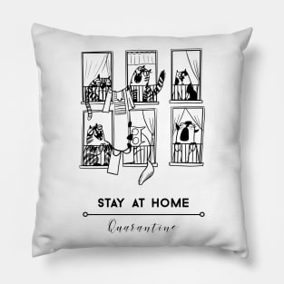 Stay At Home Funny Cat Social DIstancing Pillow