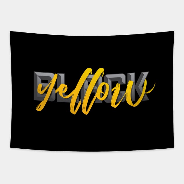 Black and Yellow Pittsburgh Fan Tapestry by polliadesign