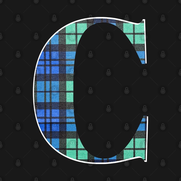 Blue and Green Tartan Letter C Monogram by tnts