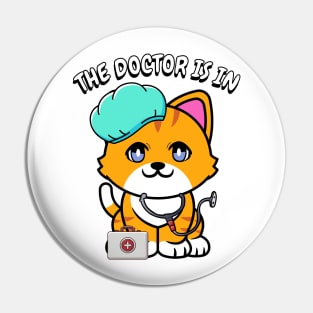 Cute orange Cat is a doctor Pin