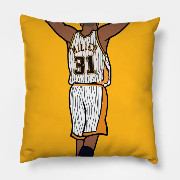 Reggie Miller Throwback Celebration Indiana Pacers NBA Pillow by xavierjfong