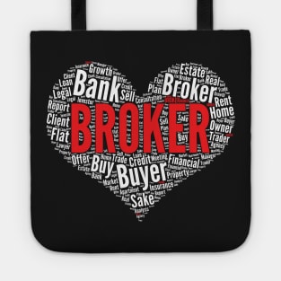 Broker Heart Shape Word Cloud Design Real Estate Agent product Tote